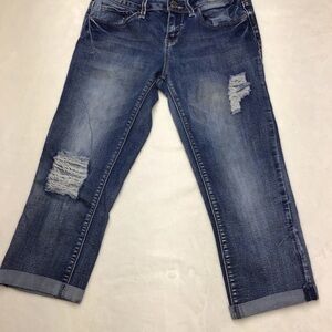 YMI Blue Distressed Cropped Jeans